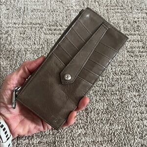 HOBO Taupe Leather Key & Card Holder